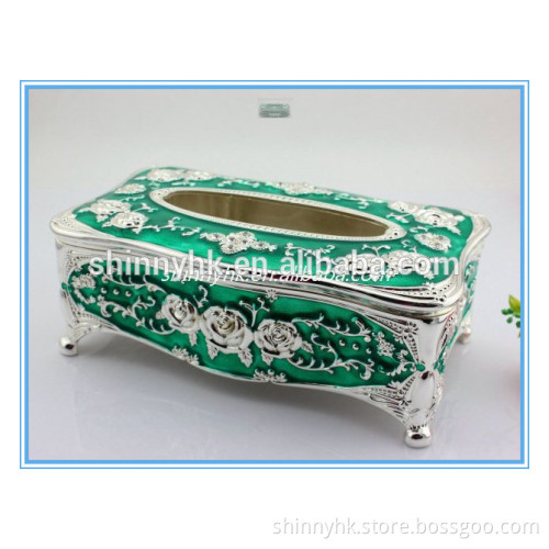 Factory direct selling tissue box art and craft holder rectangular green colour